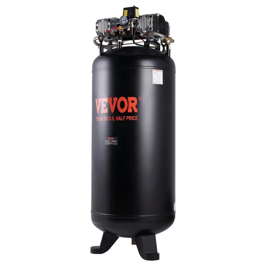 

80 Gallon Air Compressor 6.5HP 15.5SCFM@90 PSI 2Stage 145PSI Oil Free Stationary Air Compressor Tank 86dB Ultra Quiet Compress