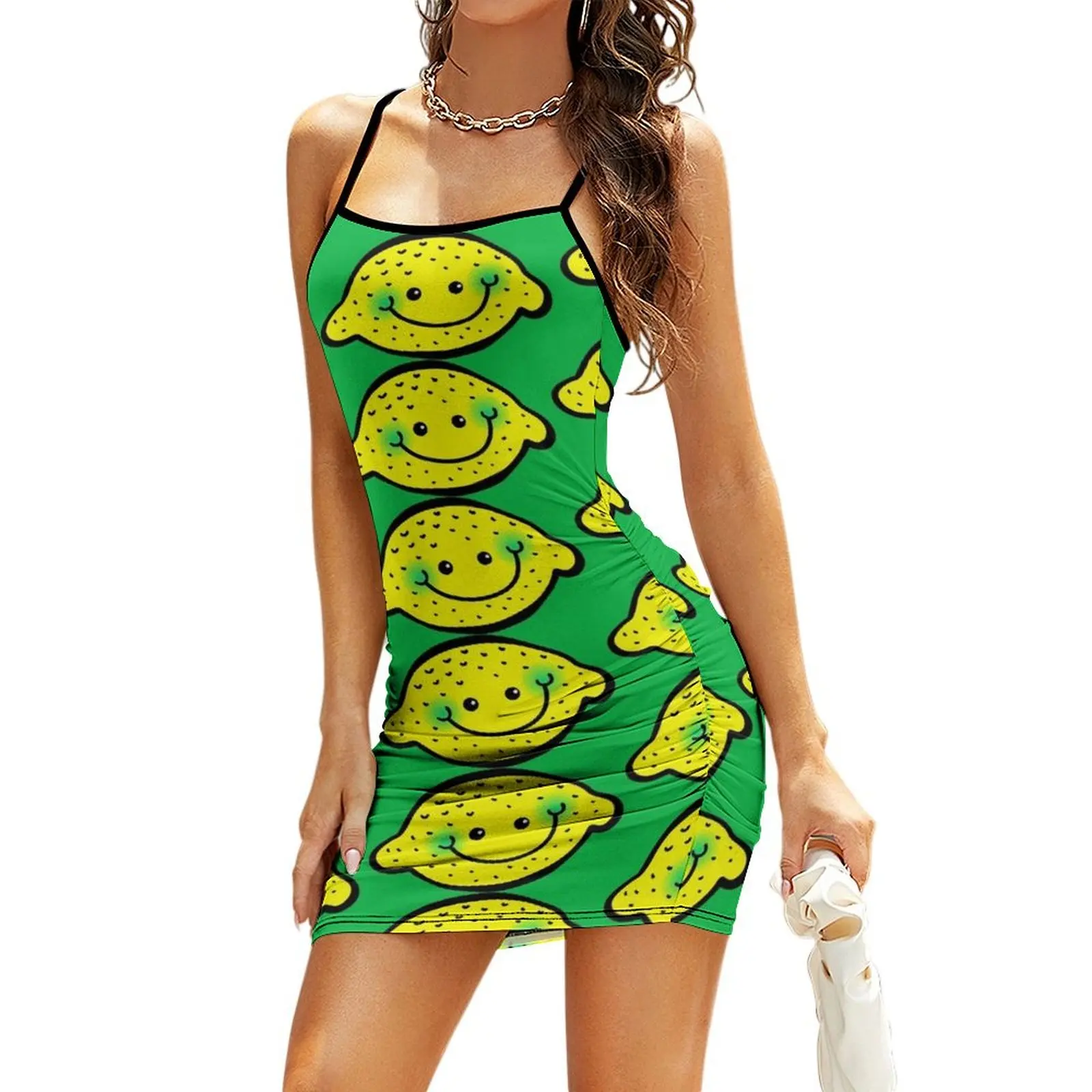 

Happy Citrus Lemon Cartoon Doodle Sling Dress summer dress dresses women summer 2026 Women's clothing Woman clothing Dress