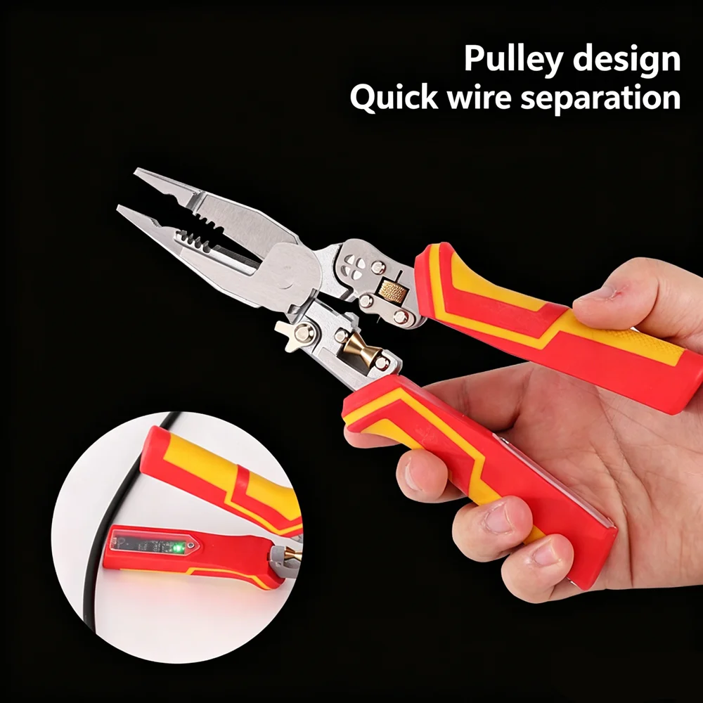 Electrician Plier 8-in-1 Multifunctional Versatile Wire Stripping Pliers Electricity Measurement Non-slip Wire Stripping Plier