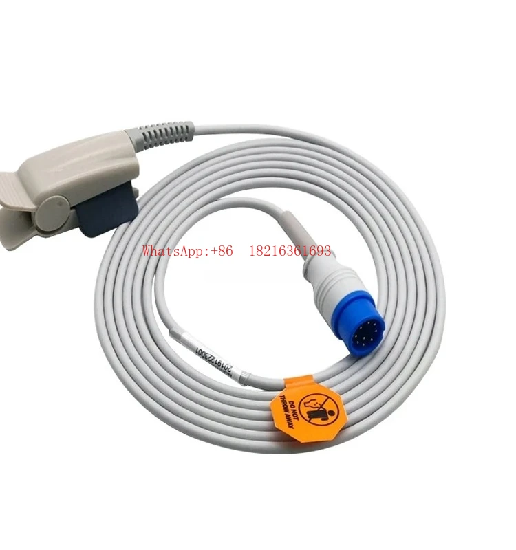 ECG Monitoring Encrypted Blood Oxygen 9-pin Blood Oxygen Probe Cable, Suitable for A3A6A8Q3Q4Q4Q5Q6