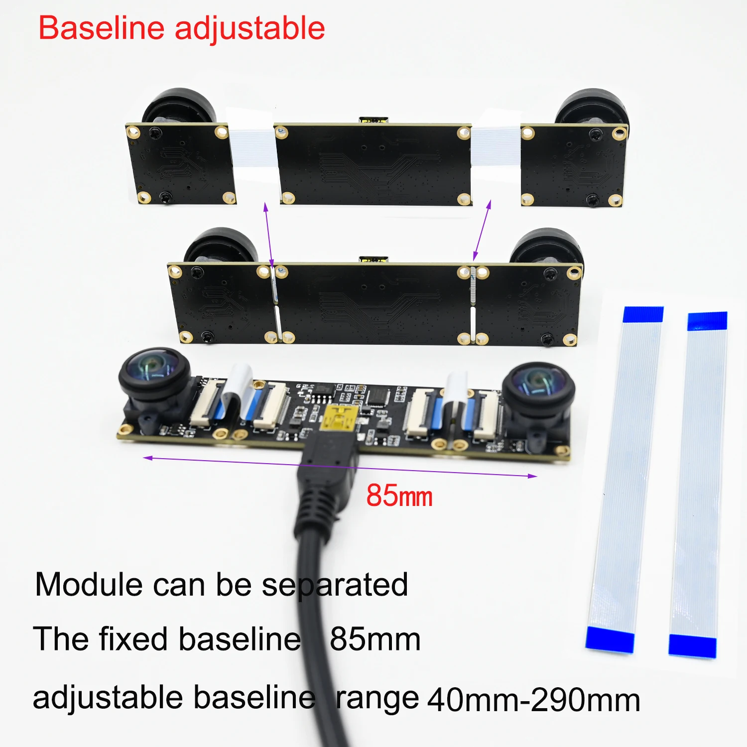 720P 3D Stereo Dual Lens Camera Module Synchronization Same Frame，Baseline Adjustable USB Plug And Play For  Modeling VR Ranging