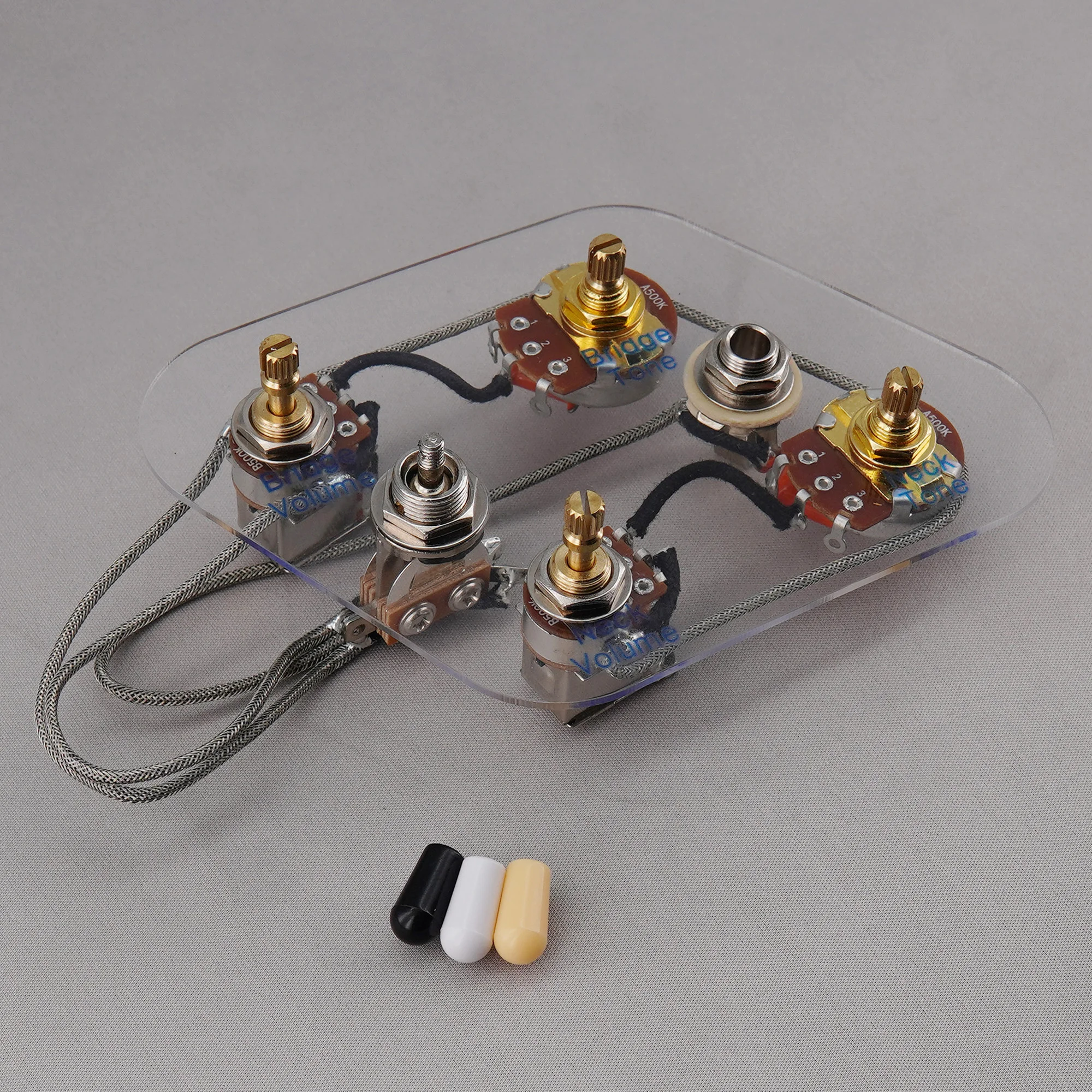 FLEOR Prewired Guitar Wiring Harness Kit 2T2V Short Shaft 500K 3