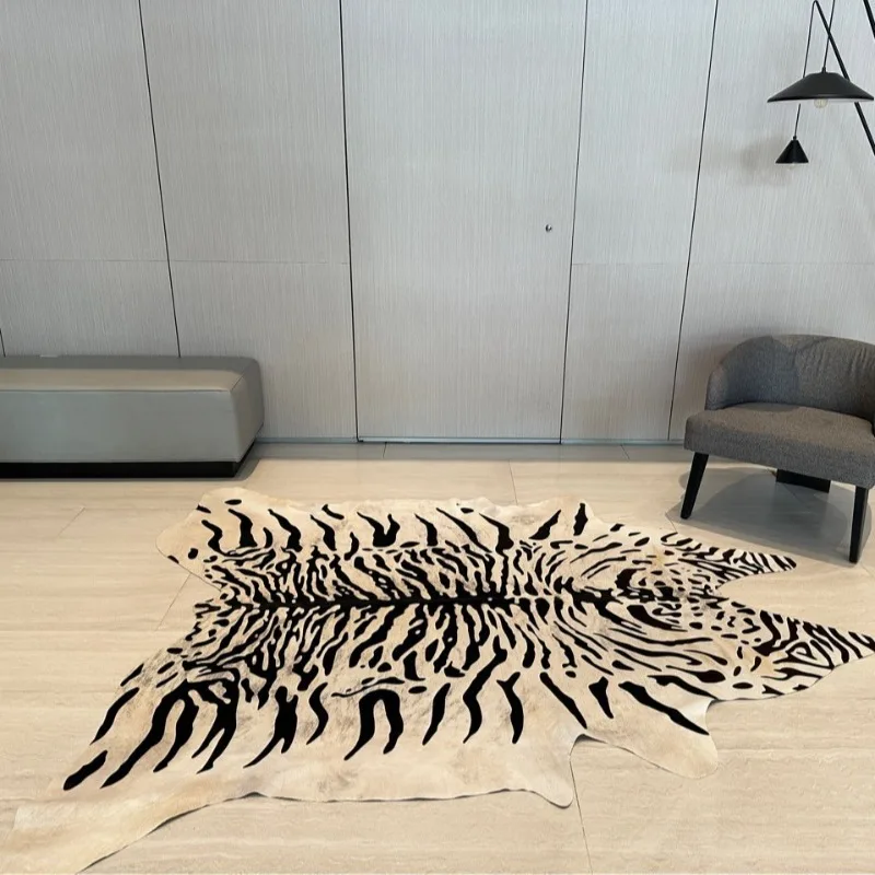 Whole tiger pattern cowhide fur integrated home decoration carpet, sofa furniture leather