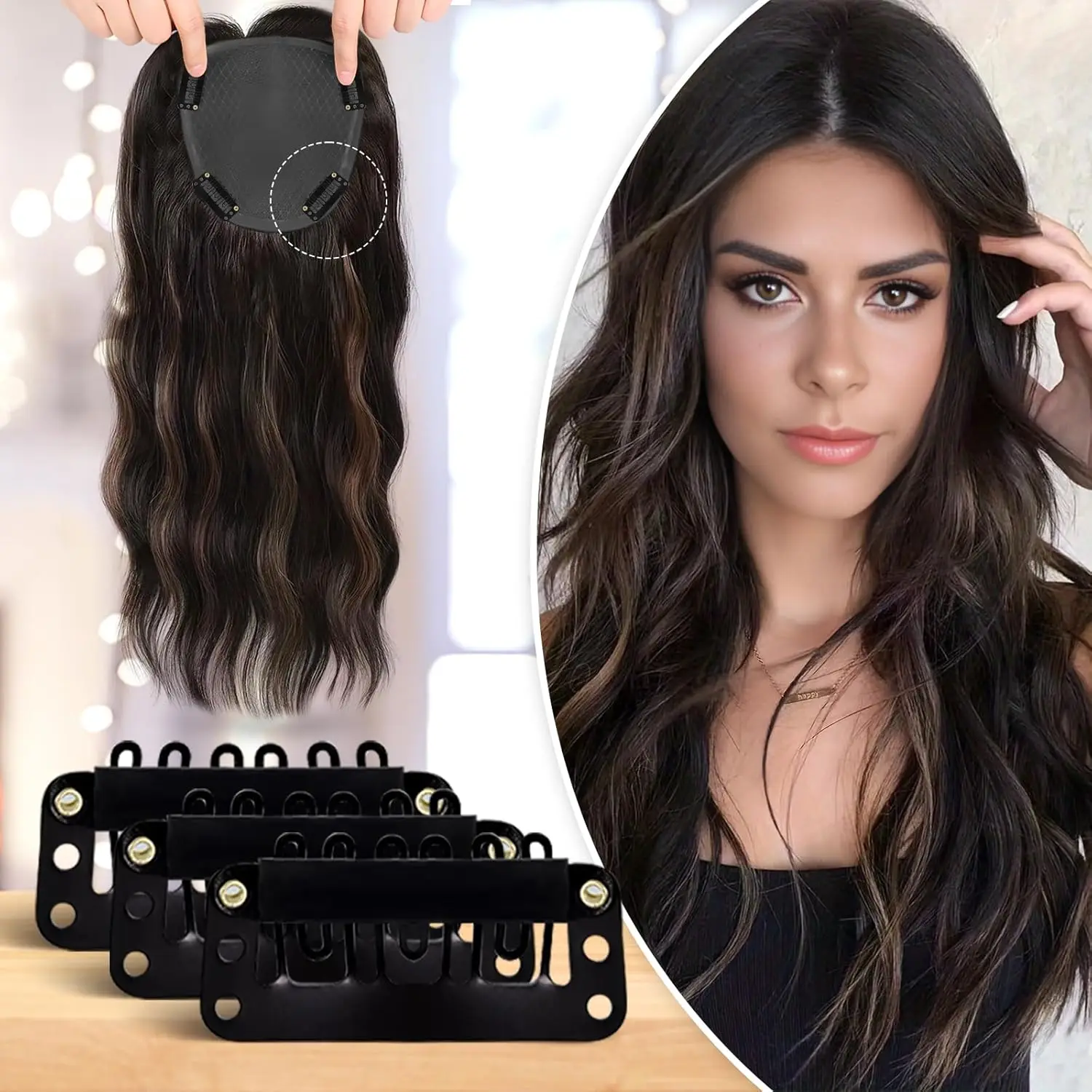 10-100 Pezzi Clip per Parrucca Clip a Scatto da 32mm per Estensioni dei Capelli Clip per Capelli a Forma di I Strumenti per Estensioni dei Capelli Posticci (Nero)