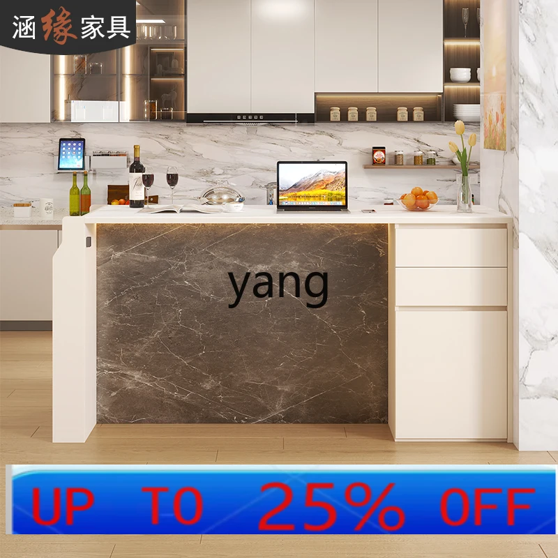 CX cream wind rock slab island table integrated household small apartment middle guide platform