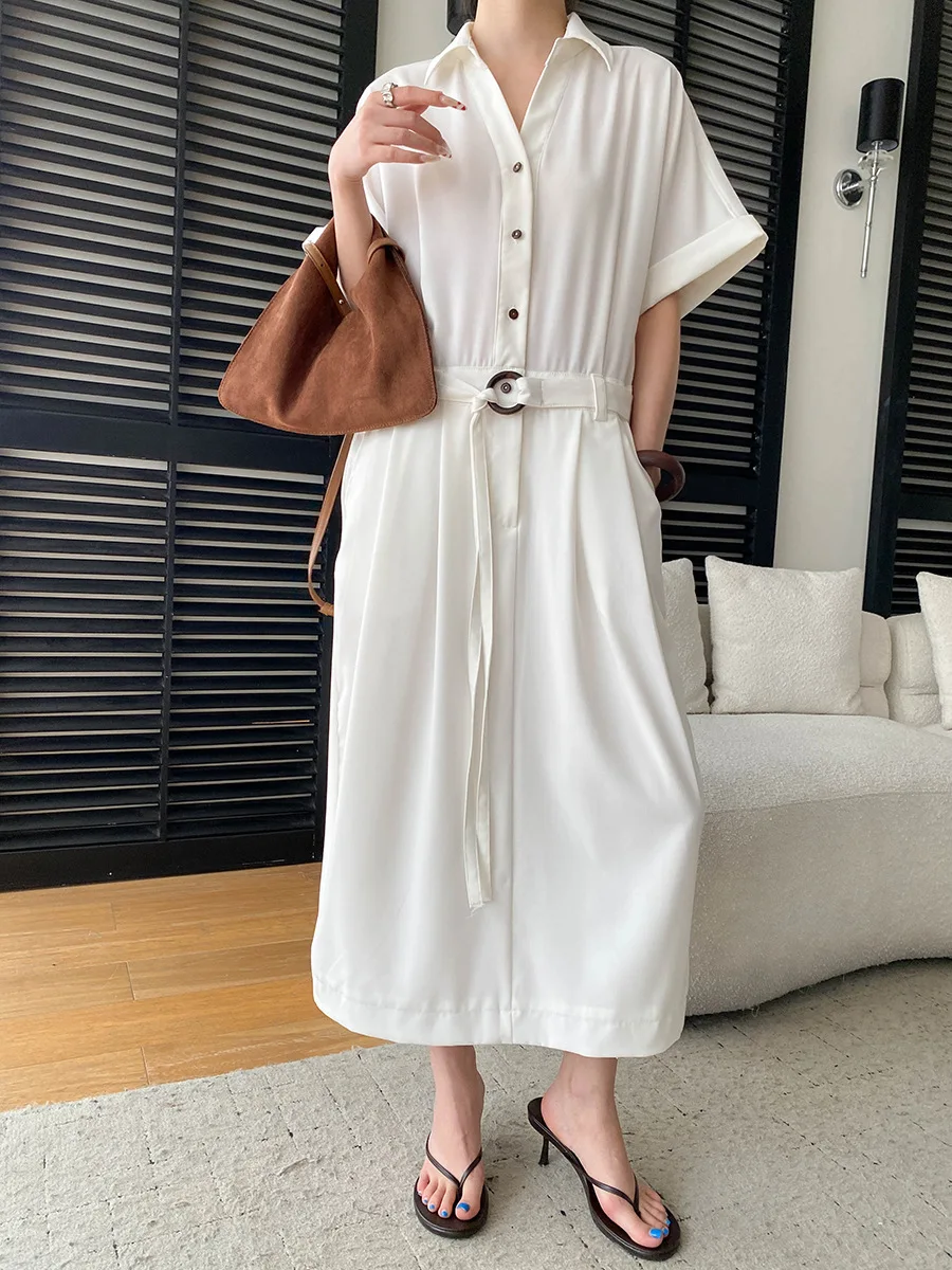 Frühlings- und Sommerkleid für Damen, lässig, einfarbig, bequem, tailliert, figurbetont. – Detail 9