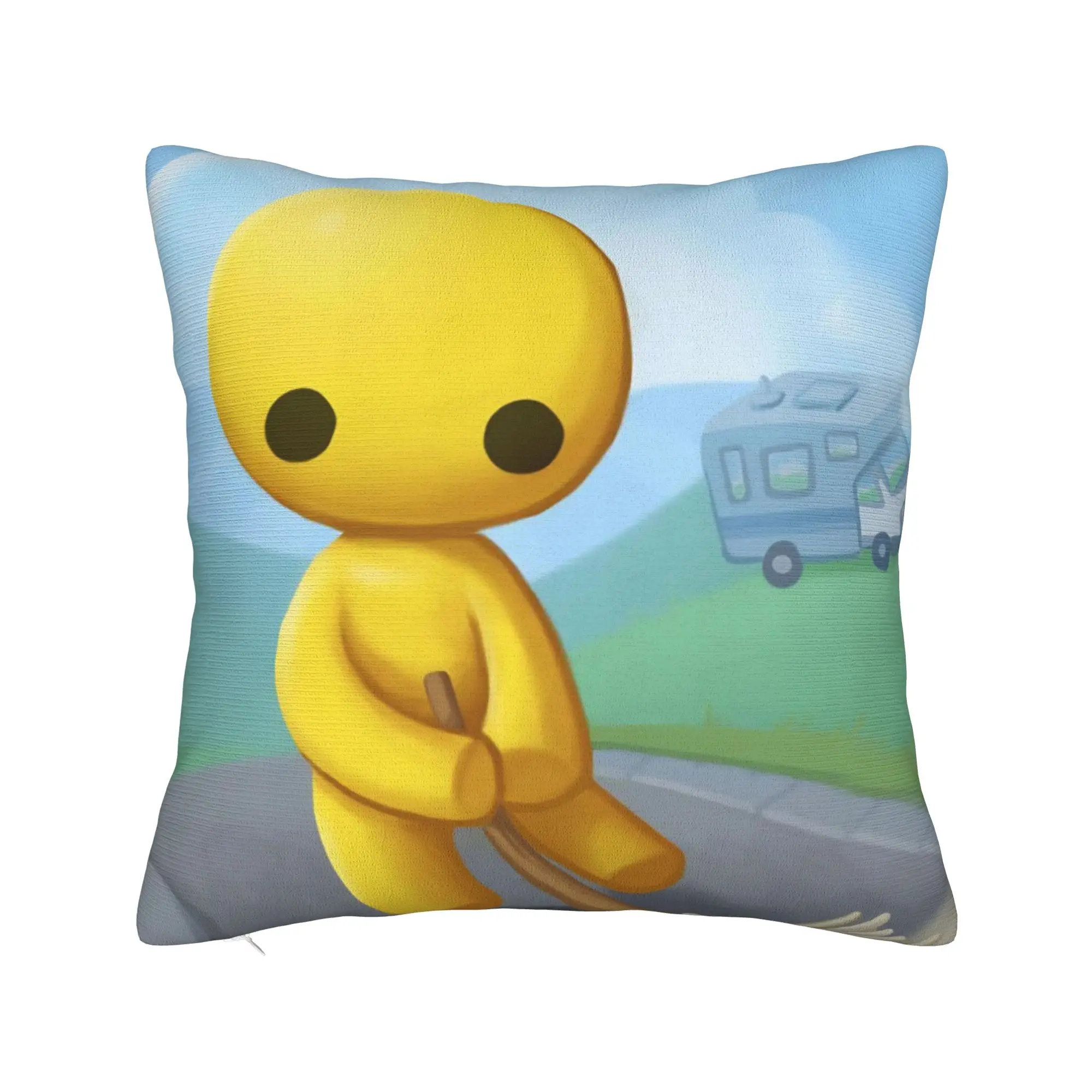 Wobbly Life Pillow Cover  Kawaii Pillow Case For Living Room Bed Chair Square Pillowcases Gift