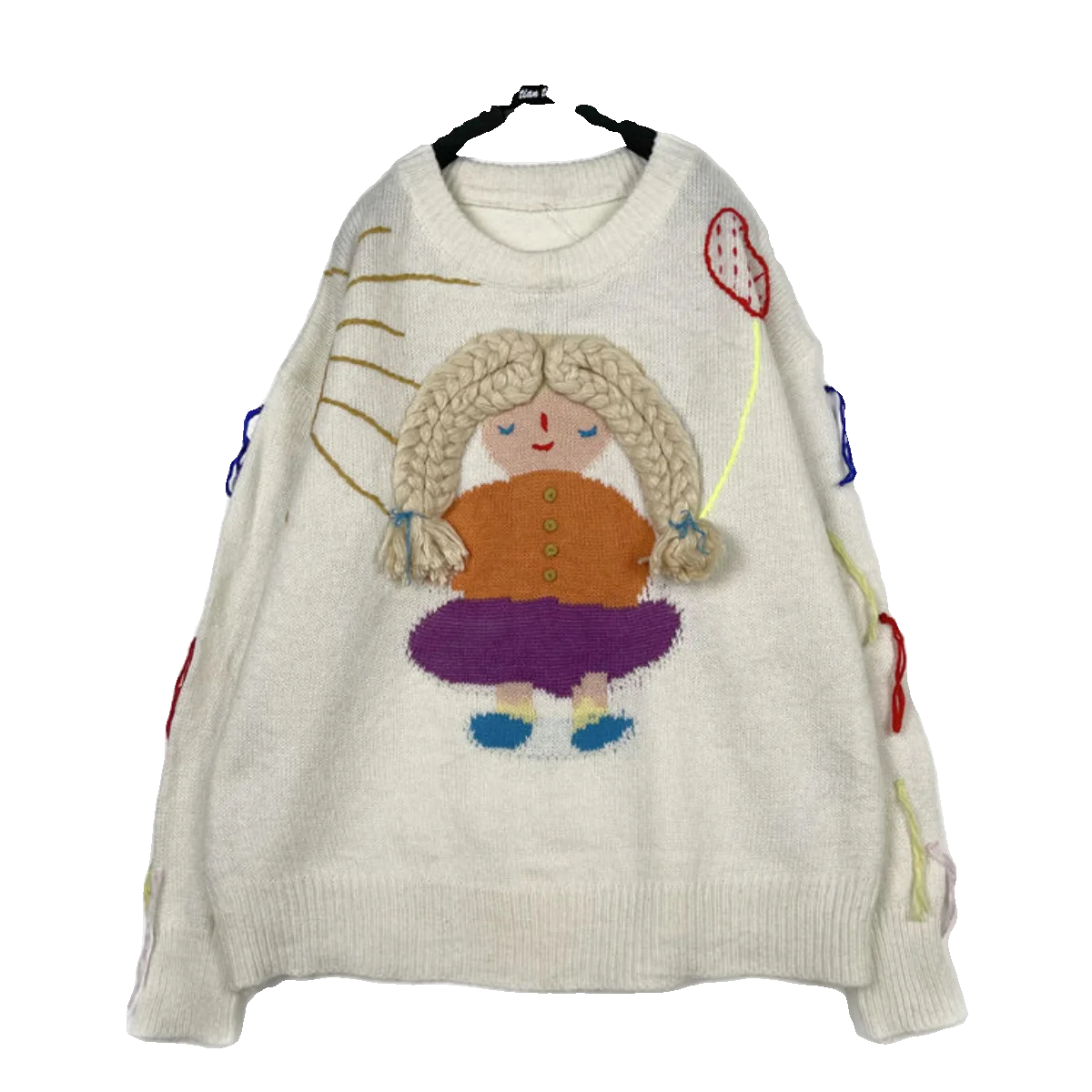 手作りヴィンテージ日本製スレ花柄刺繍ソフトフーディー女性用クルーネックセーター快適で通気性のあるオールシーズン対応