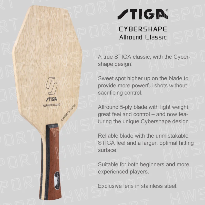 STIGA CYBERSHAPE AC CLIPPER hoja de tenis de mesa Allround, hoja de Ping Pong clásica, madera pura, nueva placa Base de Ping Pong