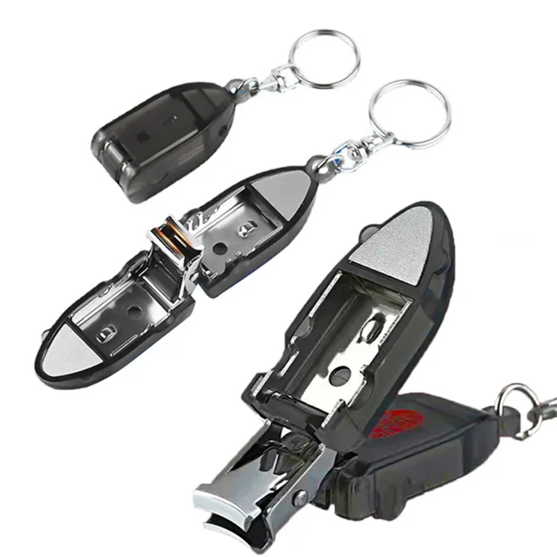 Creative Nail Clipper Mini Folding Nail Knife Stainless Steel Flipped Portable Nail Clipper Cutters Nail Tools Key Pendant