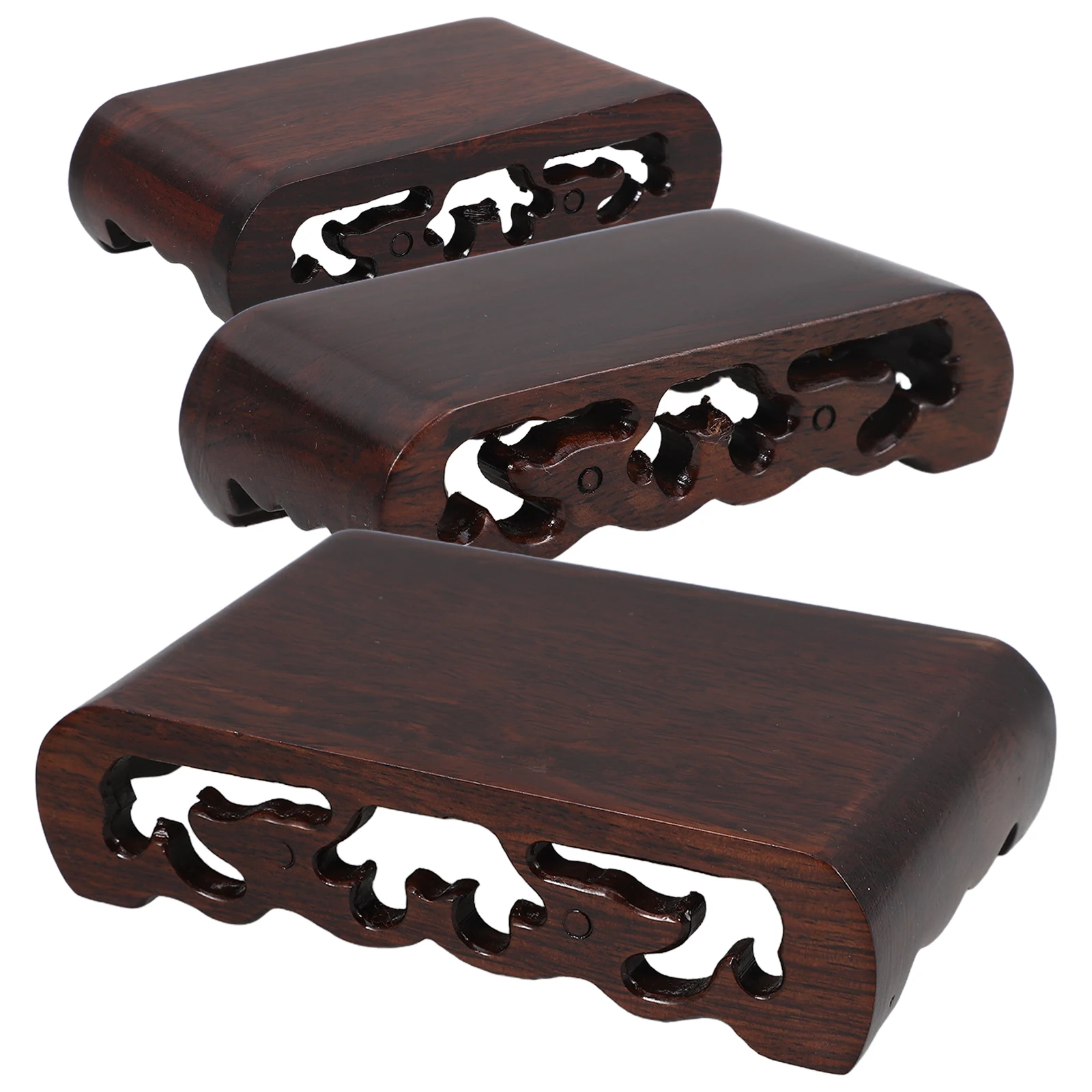

1 Set Square Wood Pedestal Carved Wooden Display Stand For Vase Bonsai Trophy Oriental Furniture Rectangular Shape Sturdy Base
