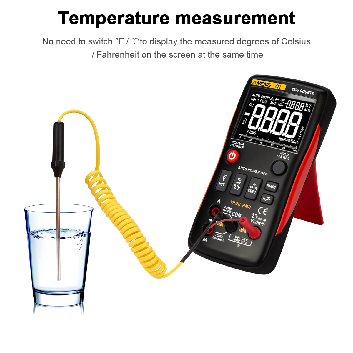 Q1 Digital Multimeter Transistor Capacitor NCV Ohm Tester 9999 Counts With Analog Professional Multimetro True RMS Auto