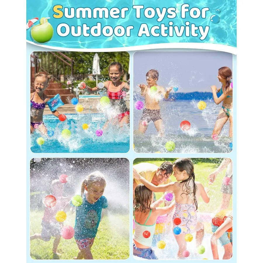 トノビビィ 再利用可能な水風船、子供と大人のための詰め替え可能な水風船、夏のプールおもちゃ（15個入り）