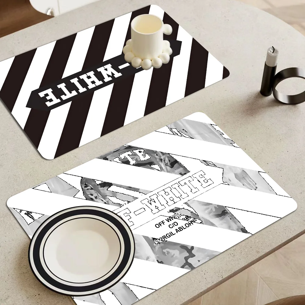 O-Off-White Kitchen Draining Mat Tableware Pad Coffee Dish Drying Mat Placemat Bathroom Kitchen Drain Pad