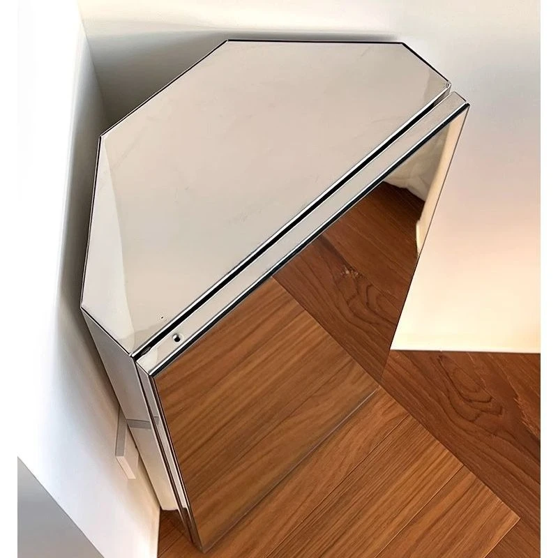 

Corner bathroom mirror cabinet Multi-layer bathroom Minimalist triangle mirror Household storage cabinet
