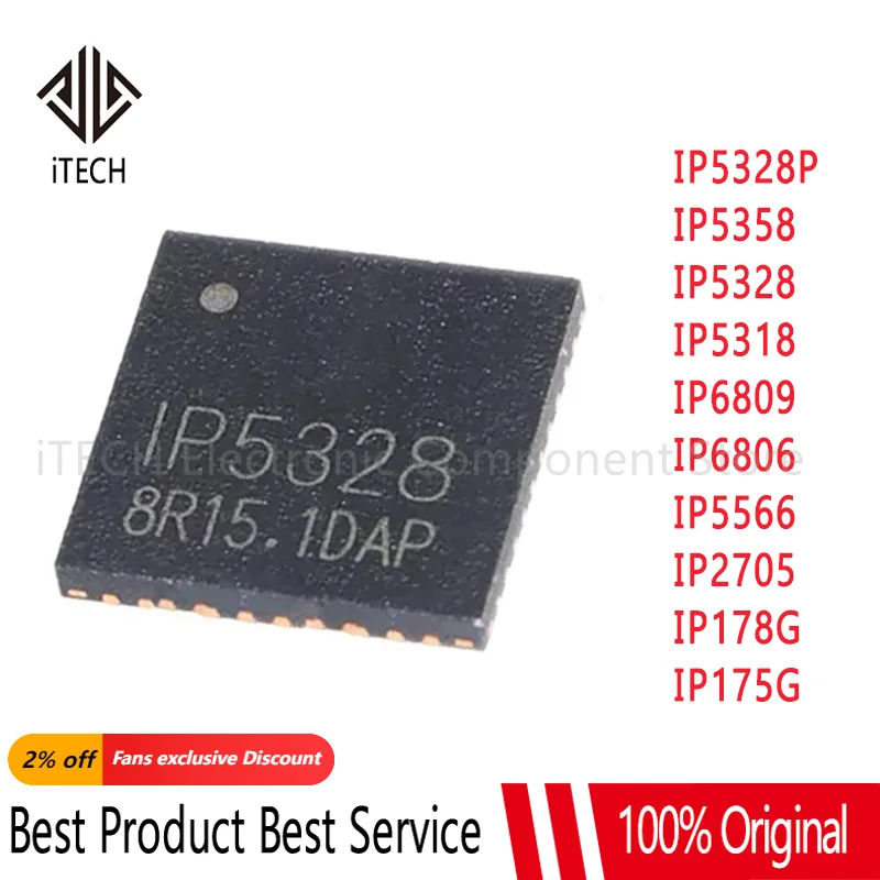 1pcs New IP5328 IP5358 IP175G IP178G IP2705 IP5318 IP5318AQ IP5328P IP5566 IP6806 IP6809 QFN IC