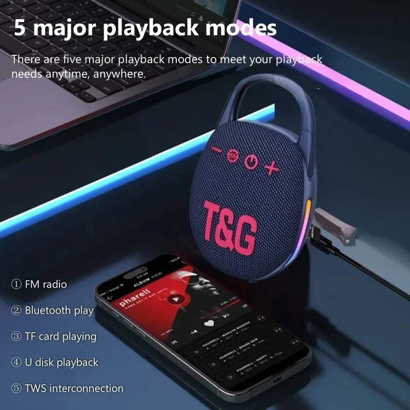 Pop TG-447 مكبرات صوت بلوتوث لاسلكية محمولة أصلية ملونة من القماش الخفيف مضخم صوت خارجي للهاتف المحمول #5