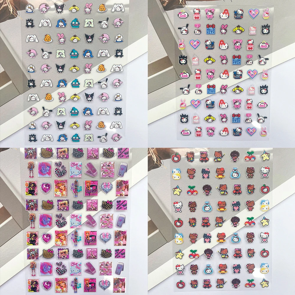 My Melody Hellokitty Pvc Mini Poster Goods Stickers Nail Art Waterproof Diy Phone Case Cup Keyboard Cap Stickers Customizable