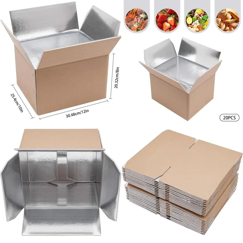 

Large Insulated Shipping Boxes for Cold Items, 12x10x8in, Suitable for Seafood, Milk, Meat, Kraft Paper Color