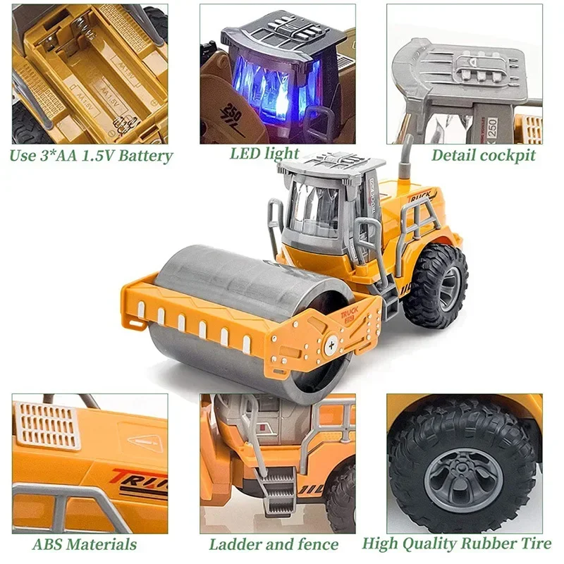 3 IN 1 Rc Car Toys Truck 1:40 Wheel Shovel Loader 6CH 4WD Metal Remote Control Bulldozer Construction Vehicles Boys Toy Gifts