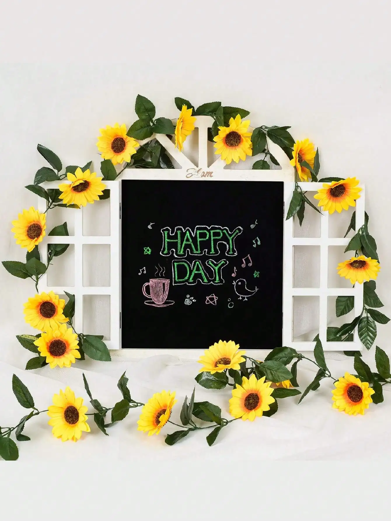 1pc/3pcs-7.5ft Artificial Sunflower Garland Hanging Sunflower Vines with Green Leaves,Silk Flowers for Home Room Kitchen Garden