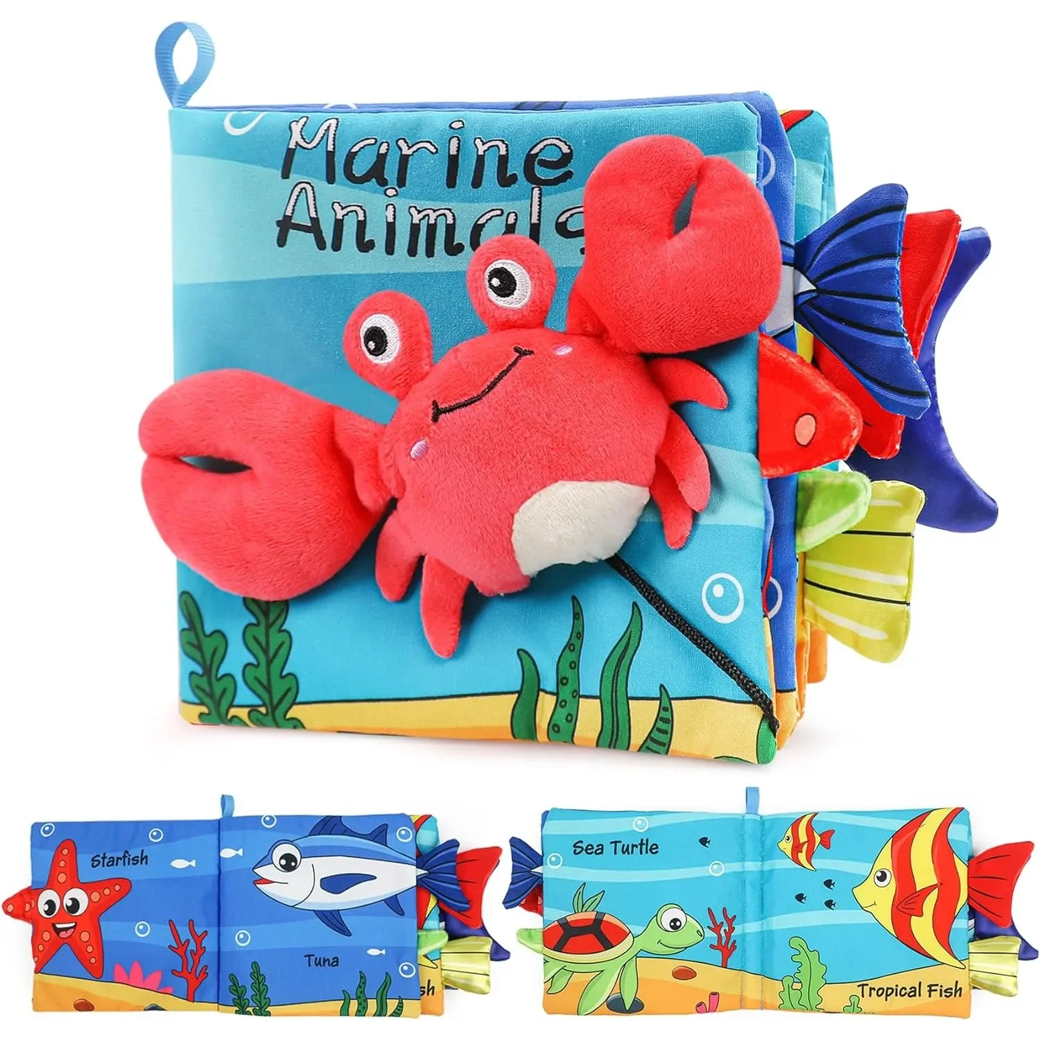 Baby Soft Books Toys Crinkle Cloth Book Marine Animal Tails for Infant Baby Early Development Interactive Stroller Soft Toys