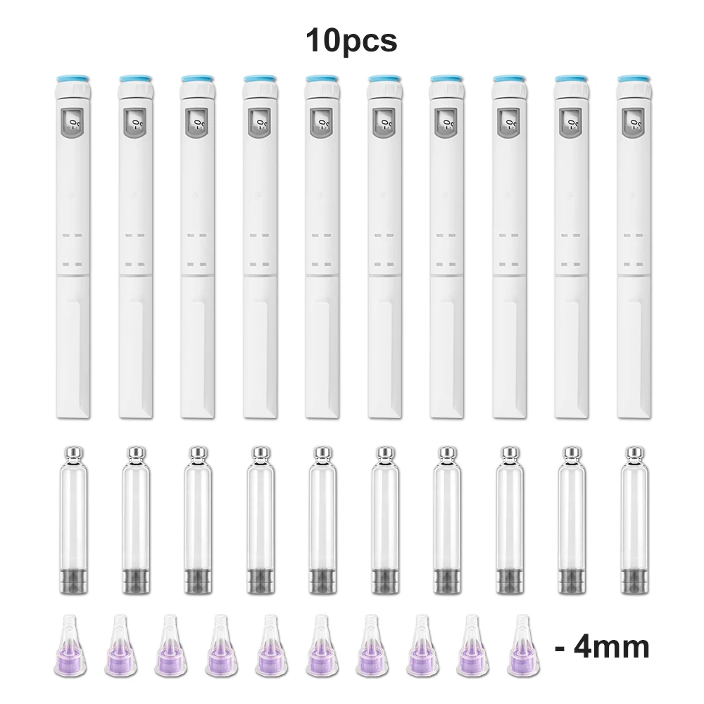 10/20 Stück 60U Einweg-Injektionspen aus Kunststoff mit 3ml Glaskartusche und 4/5/6/8mm Stiftspitze, Insulin/Peptid-Injektionsset