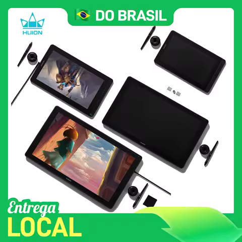 Tablet Gráfico Huion Kamvas 12/13/16/22/24 com Tela para Desenho Profissional de 12-24 Polegadas, Compatible with Android Phone USB3.1 [Entrega Local no Brasil]