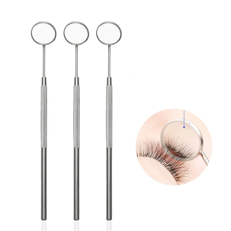 Handheld Metal Lash Inspection Mirror Anti Slip Handle Eyelash Extension Check Mirror For Checking Eyelash Grafting Makeup Tool