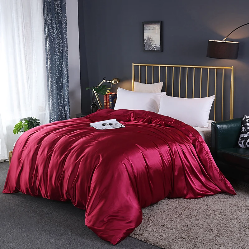 Luxury Duvet Cover 1 Solid Color Satin Single Double Large Duvet Cover220x240cm Pillowcase Purchased Separately