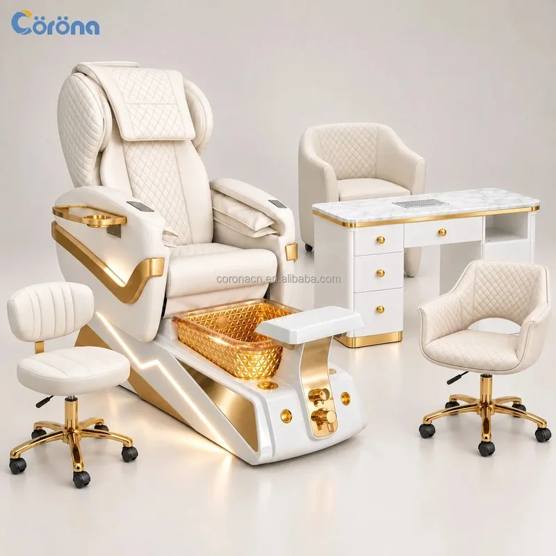 Nail Salon Furniture Luxury Foot Spa Chair Pedicure Massage Chair and Nail Desk Set