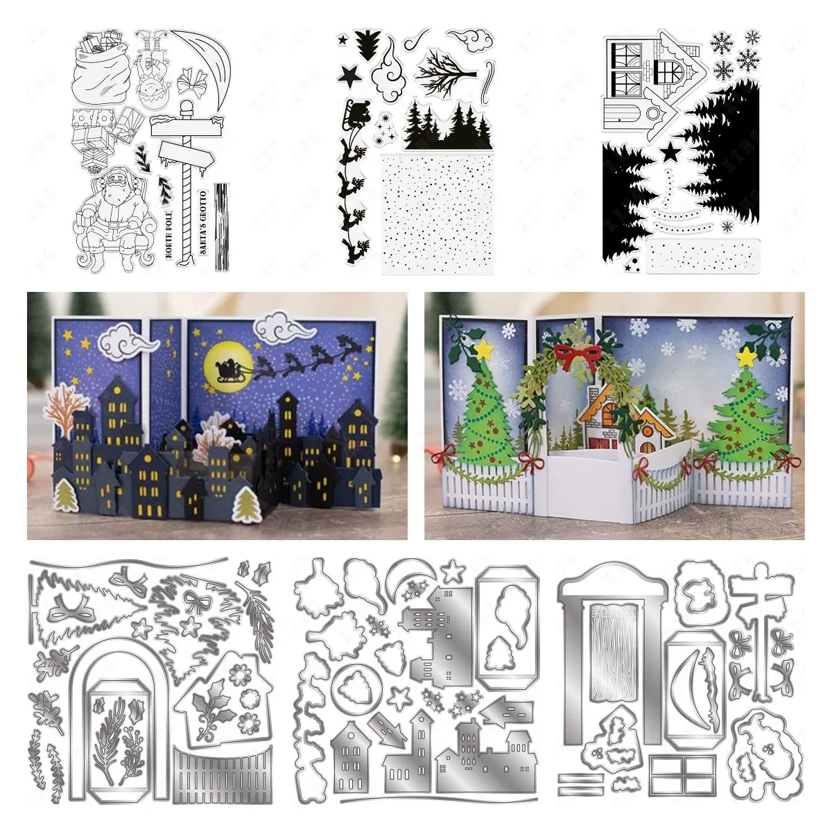 

2022 Scrapbook Diy Decoration Craft Embossing Stencil Newest Metal Cutting Dies Christmas Eve Cottage Grotto Silicone Stamps Set