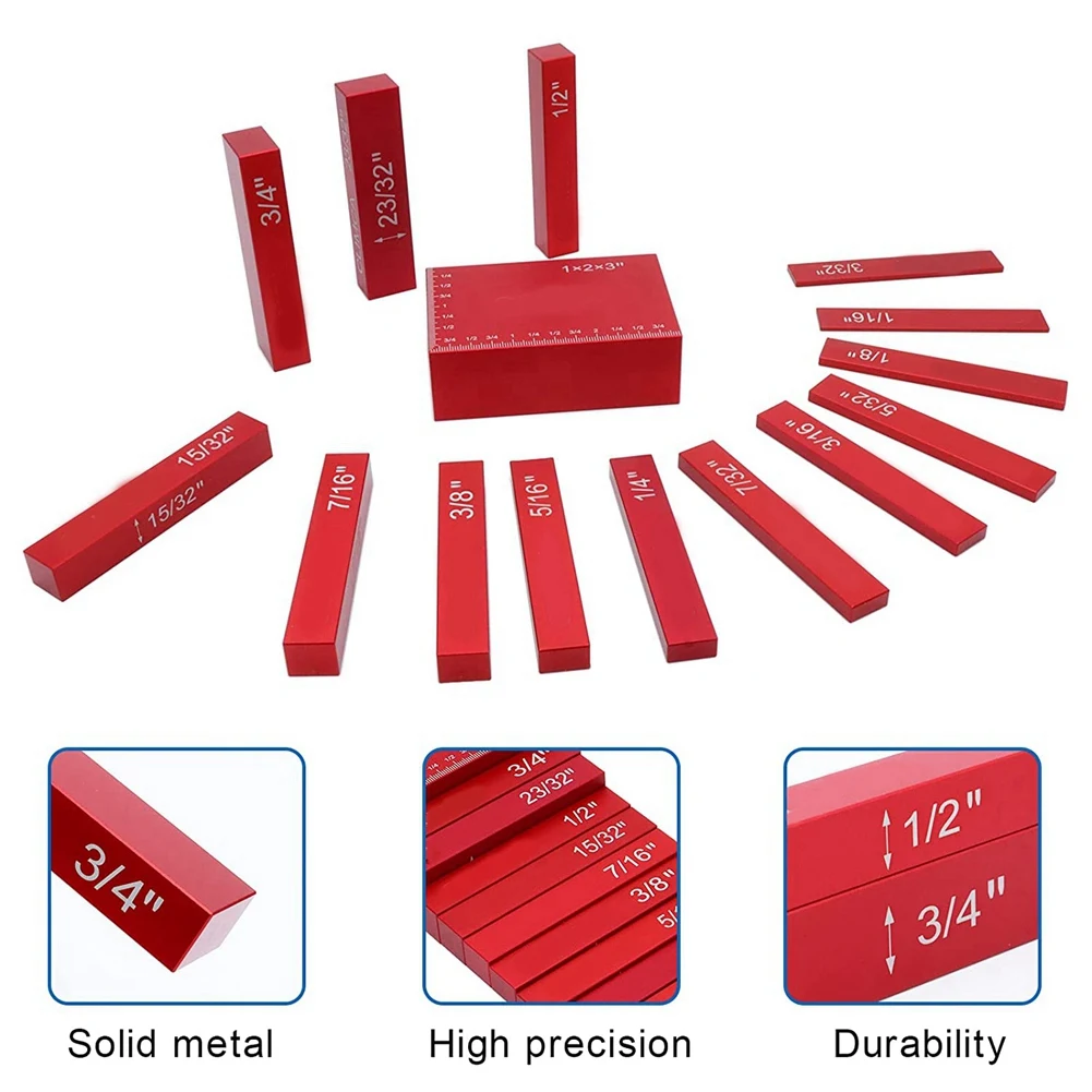 【BLACK FRIDAY】Setup Blocks Height Gauge ,Woodworking Bars Marked Engraving Size,15PCS Precision Setup Bars For Router Table Saw