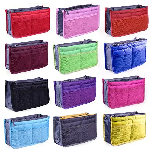 Women Handbag Purse Lady Cosmetic Bag Tote Multi functional storage bag toiletries Makeup Insert Bag Double Zippered Bag In Bag