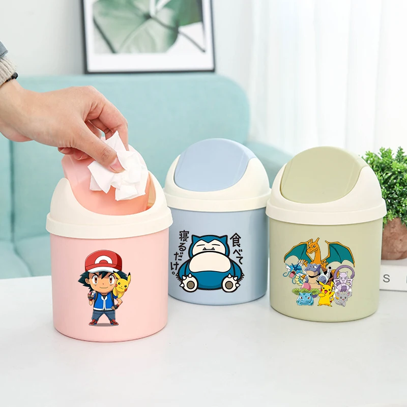 

Pokemons Mini Trash Can Pikachus Cartoon Anime Pattern Garbage Bin Desktop Decoration Storage Waste Bin Portable Waste Basket