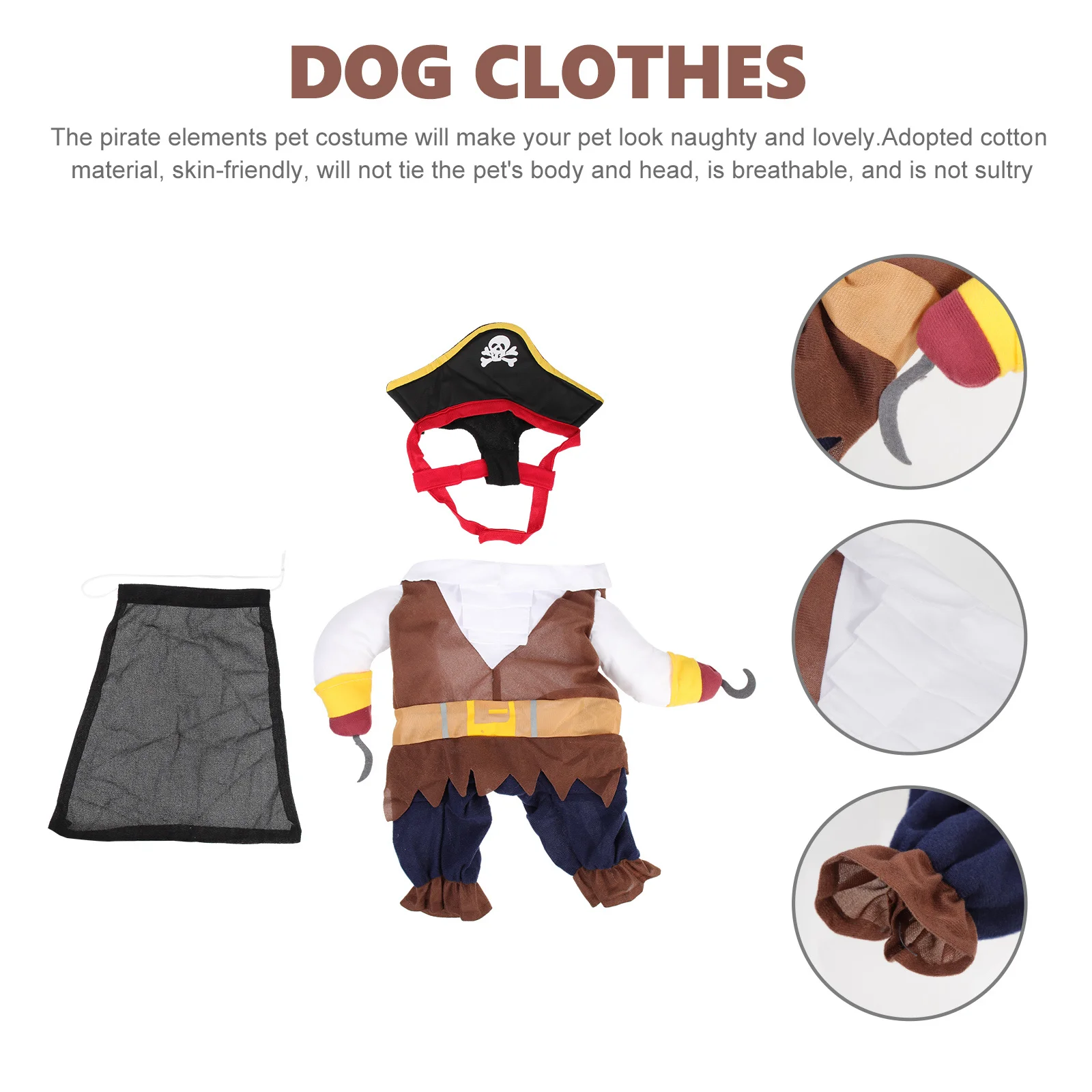 

1Set Pirate Theme Pet Costume Comfortable Dog Cat Cosplay Outfit for Outdoor Walk Festival Party Stage Performance Daily Wear