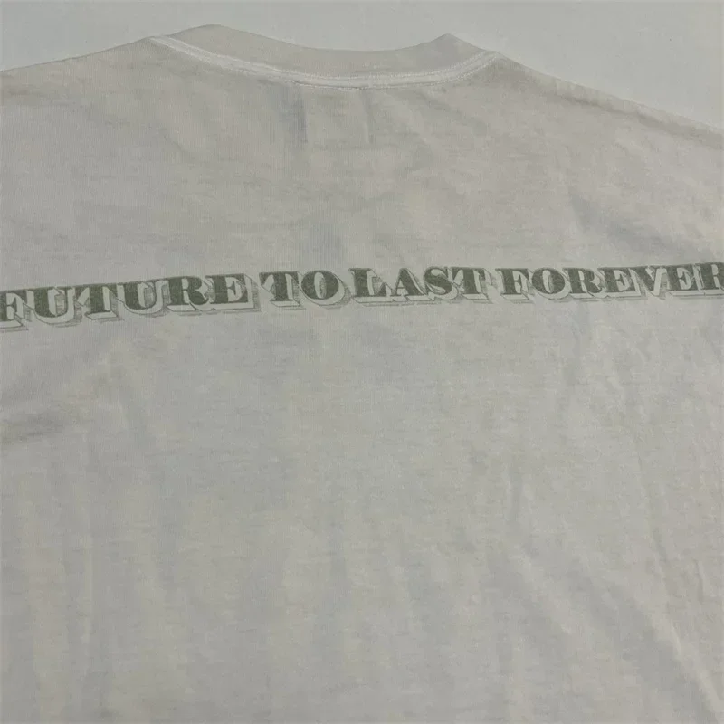 25ss SAINT MICHAEL Washed White T Shirts Men Women 1:1 Best Quality Dollar Necklace Print Oversized T Shirt