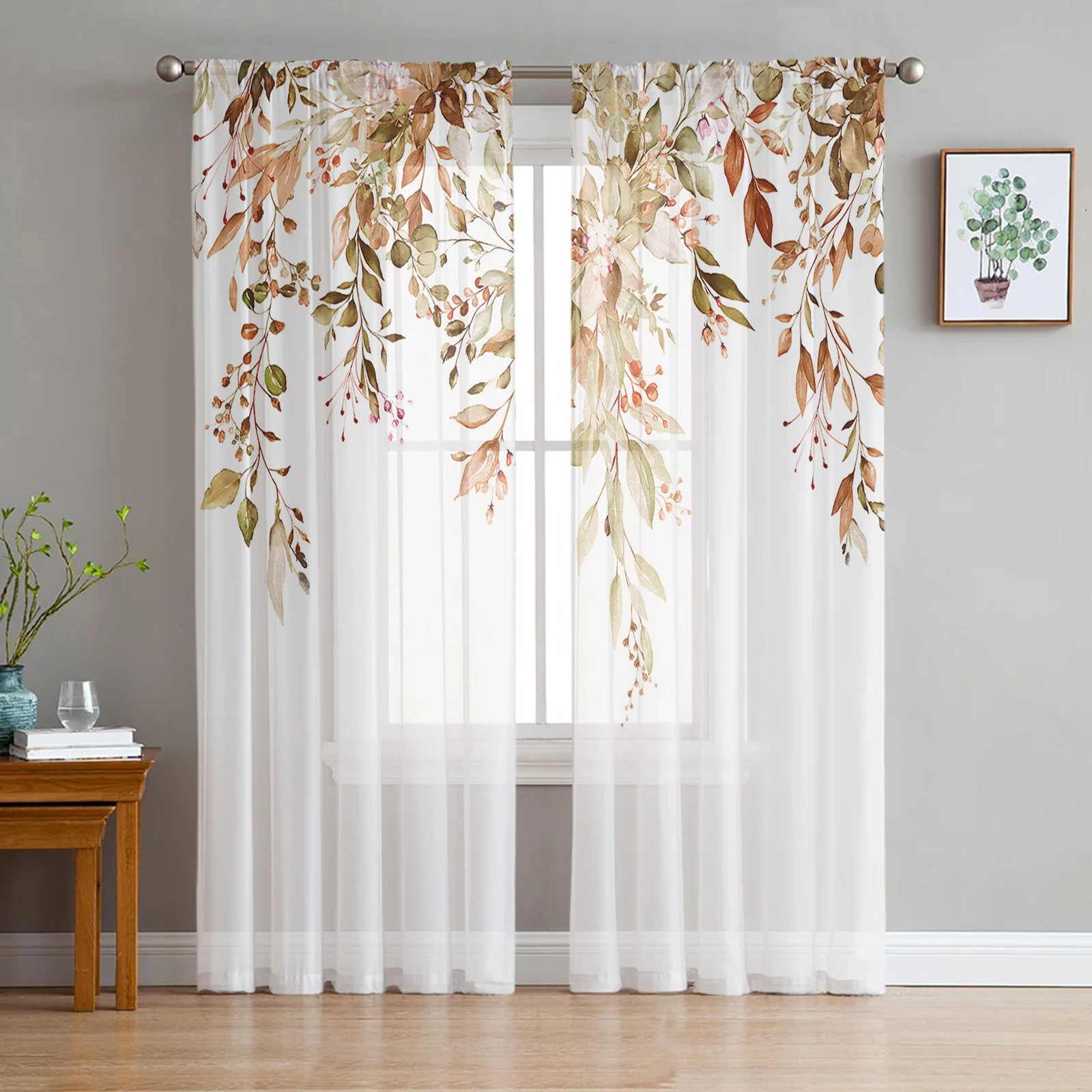 

Thanksgiving Autumn Wild Flowers Voile Curtains For Bedroom Tulle Window Curtain For Living Room Sheer Curtains Blinds Drapes