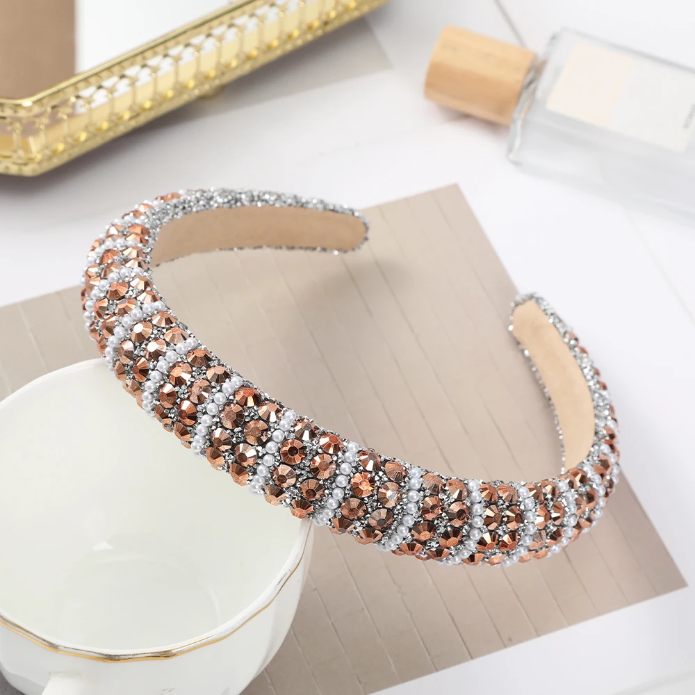 Rhinestones Retro Hair Hoops Women Party Festival Bezel Headbands For Women Out-going Hair Accessories Hairbands Hair Band