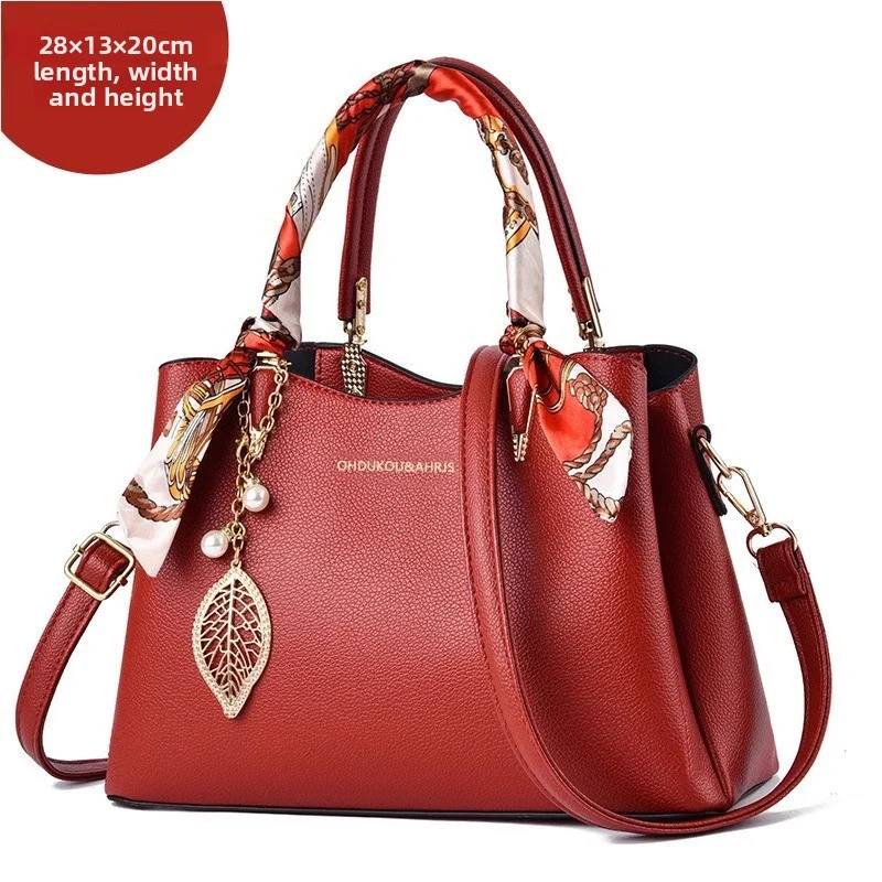 حقيبة يد نسائية حمراء أنيقة فاخرة بمقبض علوي حقيبة كتف كروسبودي حقيبة حمل عالية الجودة من جلد البولي يوريثان للحفلات اليومية #6