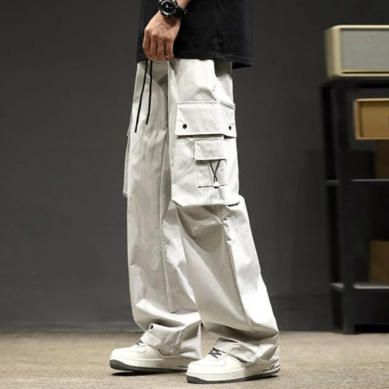 

Стильные функциональные мужские брюки-карго в стиле techwear для осени, свободные, широкие, прямые, легкие, в американском стиле, длинные