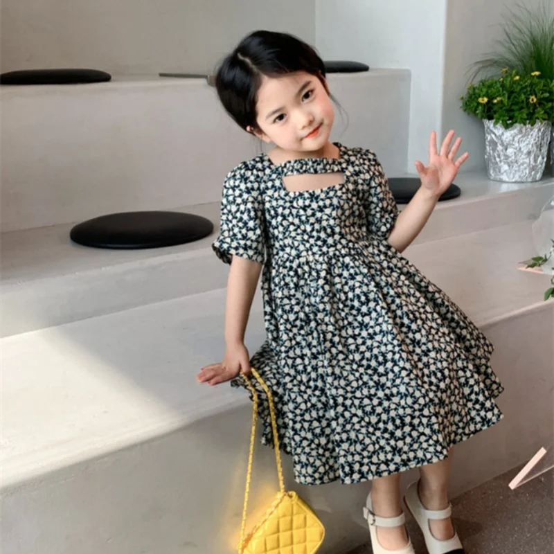 Girl Dress Kids Baby Party Evening Gown Cotton 2024 Vintage Spring Autumn Outwear Garden Flower Girl Dress Children Clothing