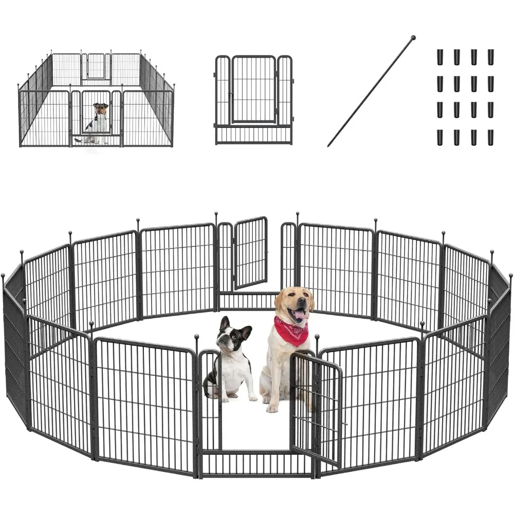 

Dog Playpen with Anti-Rust Coating, 32" Height 16 Panels Dog Fence, Dog Pen Indoor/Outdoor Pet Playpen for Large/Medium