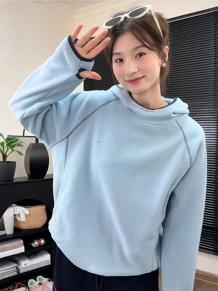 

Утепленная флисовая толстовка-худи для активного отдыха, осенне-зимняя, теплая, парная, молодежная, повседневная, Cleanfit Sle