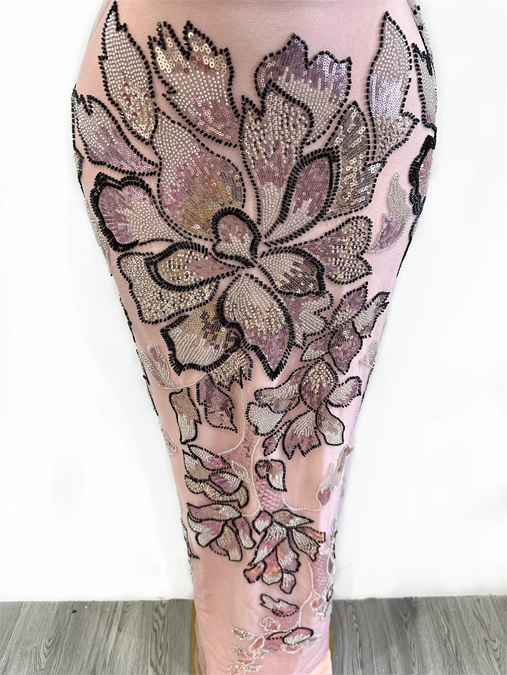 

Elegant Delicate French High Quality Beaded Mesh Tube Lace With Lots Sequins Lace fabric Nigeria African For Wedding Party Dress