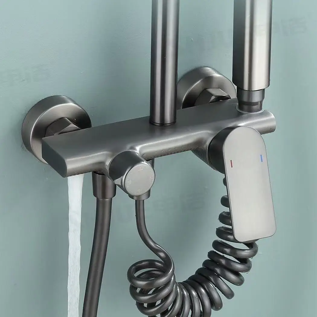 ชุดฝักบัว/ 59A ตัวเครื่องทำจากทองแดงอย่างดี 4 รูปแบบการจ่ายน้ำ และฟังก์ชั่นเพิ่มแรงดันอากาศ ฝักบัวพร้อมหัวฉีดแบบสเปรย์ด้านบน