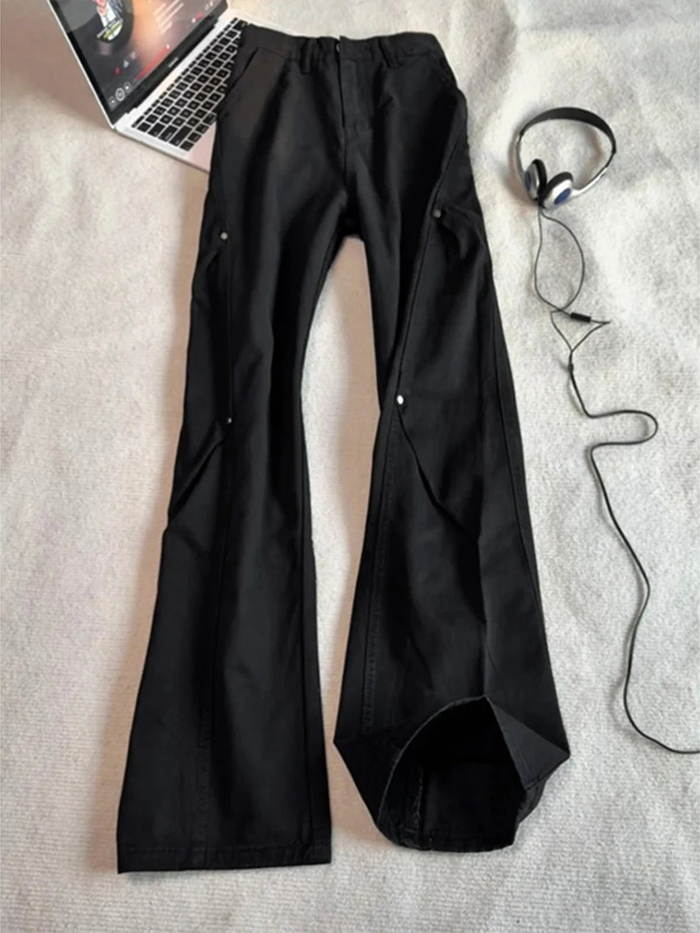 

Rivet Design Bla Cotton Fce Lined Thi Men's Jeans Le Blade ape American High Street Sle Workwear Trousers