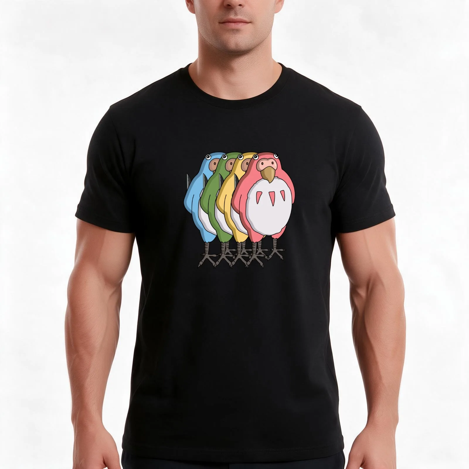 The Boy and the Heron Parakeets T-Shirt, Summer Casual Cotton Tee, Oversized Streetwear Tops, Vintage Graphic Print, 100% Cotton