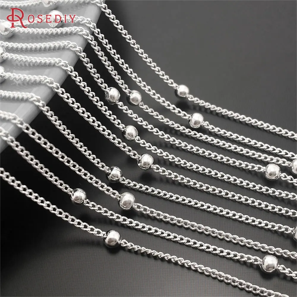 5 Meters Chain width 1.2MM bead 3MM Silver Color Copper Station Ball Chain Necklace Chains Jewelry Making Findings Accessories