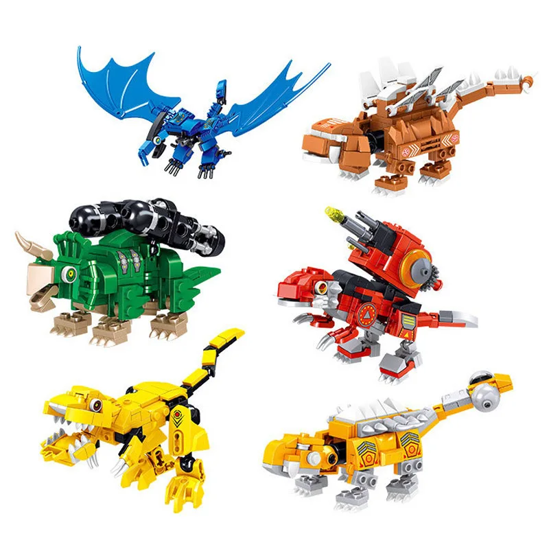 Dinosaur Transformation Robot Building Blocks Assemble Deformation Dino World Construction Set Figures Bricks Educational Toys